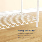 Clothes Rack, Heavy Duty Clothes Rack, Large Wire Closet Garment Rack, Freestanding Expandable Metal Clothing Rack with 4 Hanging Rods, 6 Shelves, and 4 Hangers for Hanging Clothes, White