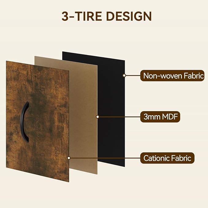 GarveeHome 15 Drawers Dressers, Chest of Drawers with Wood Tabletop, Metal Frame, Storage Organizer Unit with Fabric, Tall Dressers for Bedroom Living Room Hallway Entryway, Rustic Brown