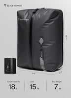 Black Voyage Reusable Vacuum Compression Travel Bag for Carry-On Suitcase and Backpack, Recycled IP67 Waterproof Space Saver Vacpack (2-Pack, 18L - Pump Included)