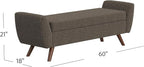 HomePop Modern Storage Bench with Wood Legs |Homepop Home Décor|Bench with Storage for Living Room & Bedroom - Dark Brown Boucle