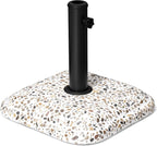 Patio Umbrella Base, 45lbs, Square Cobblestone Concrete Stand, Heavy Duty Market Umbrella Stand for Outdoor, Lawn, Deck, Poolside