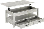 Rolanstar Coffee Table, Lift Top Coffee Table with Drawers and Hidden Compartment, Living Room Table with Wooden Lift Tabletop, for Living Room, Grey