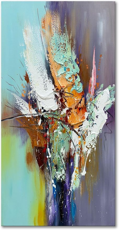 zoinart Hand Painted Textured 3D Wall Art 24x48 Inches Colorful Oil Paintings Abstract Large Canvas Wall Art for Home Decorations