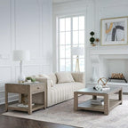 Liberty Furniture Millstone 3 Piece Living Room Set with Tile Top Cocktail Table, 2 End Tables - Nutmeg Oak Wood