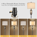65'' Farmhouse Floor Lamp for Living Room with 2 Light Sources, Vintage Tall Standing Lamp with Frosted Acrylic Nightlight, Rustic Floor Light for Bedroom Office Corner, Bulbs Included