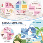 Kids ABC Rug for Playroom, Classroom Alphabet Area Carpet Playmat,Washable Toddler Mat for Baby Room,Play Room,Bedroom,Floor,Nursery (Pink,4'x6')