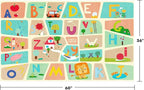 3x5 Preschool Alphabet Rug for Toddlers – Soft ABC Play Mat for Baby Learning, Educational Nursery Rug for Crawling, Reading Nook or Small Playroom – Cute Pastel Beige and Blue Letters Décor