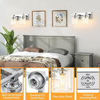 2 Light Modern Bathroom Light Fixtures Over Mirror, Chrome Vanity Lights for Bathroom Wall Sconces with Clear Glass Shades, E26 Socket (Bulbs Not Included)