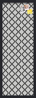 ArtToFrames PinPix 12x36 Inch Custom Cork Bulletin Board. This Waves in Black and White Pin Board Has a Fabric Style Canvas Finish, in a Satin Black Frame (PinPix-194-12x36_FRBW26079)