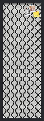 ArtToFrames PinPix 12x36 Inch Custom Cork Bulletin Board. This Waves in Black and White Pin Board Has a Fabric Style Canvas Finish, in a Satin Black Frame (PinPix-194-12x36_FRBW26079)