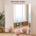 Full Length Stand Up Mirror on Wheels,79''×67'',Large Tri-Fold Floor Mirror with Stand,Movable 3-Way Full Length Standing Mirror for Gym, Dance Studio, Fitness Room, and Home (Black)