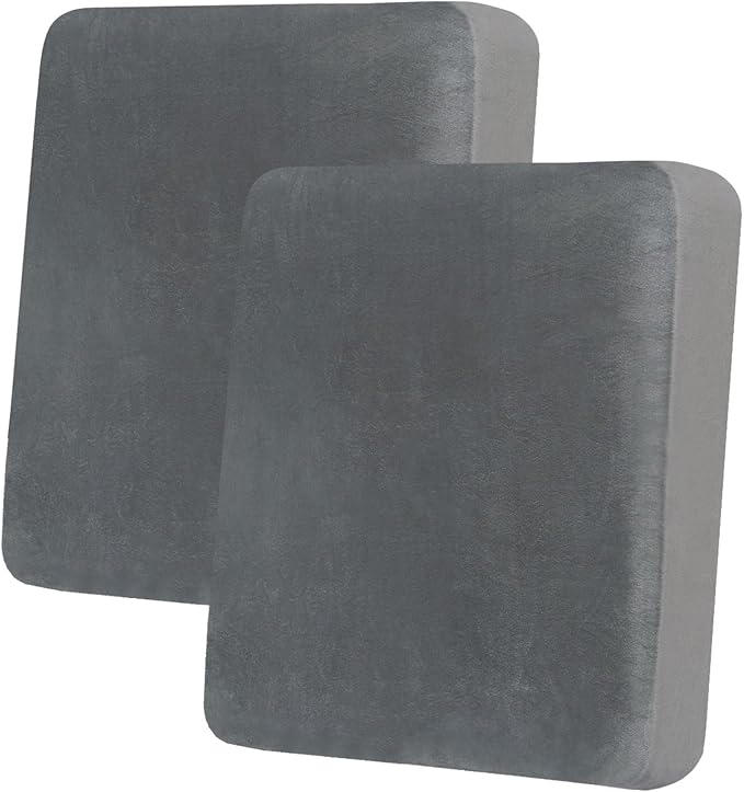 hyha Velvet Couch Cushion Covers, Soft Sofa Seat Covers for sectional 2 Cushion Couch Washable, Magic Sofa Slipcover with Elastic Bottom, Non-Slip Furniture Protector for Pets, Kid(2PC, Grey)