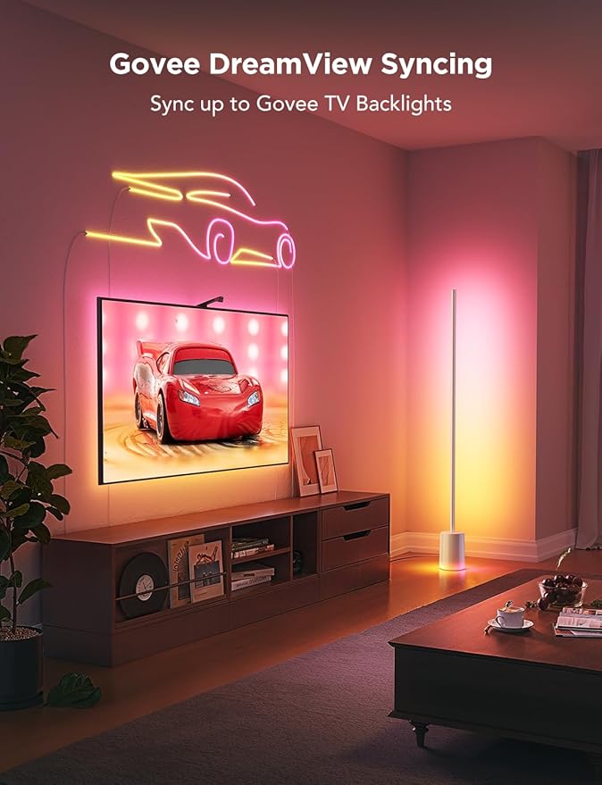 Govee Floor Lamp 2, RGBIC, Warm Cool White LED,Compatible with SmartThings, Matter, Alexa, 1725lm, Music Sync, Scene Modes, Smart Floor Lamp for Living Room, Bedroom, Silver(1 Pack)