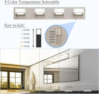 Ralbay 5 Color Temperature Brushed Nickel Vanity Lights for Bathroom 4 Lights Dimmable Acrylic Modern LED Brushed Nickel Bathroom Lighting Fixtures