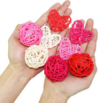 STMK 32 Pcs 2 Inch Valentine’s Day Heart Shaped & Round Rattan Balls Decorative, Wedding Wicker Balls Decorations for Valentine’s Day Decor DIY Vase Bowl Filler Wedding Decoration