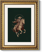 ARPEOTCY Gold Framed Canvas Wall Art, 11x14 Inch Vintage Skeleton Cowboy on Horseback, Rustic Western Cowboy Illustration, Gothic Western Decor for Living Room, Bedroom, or Office