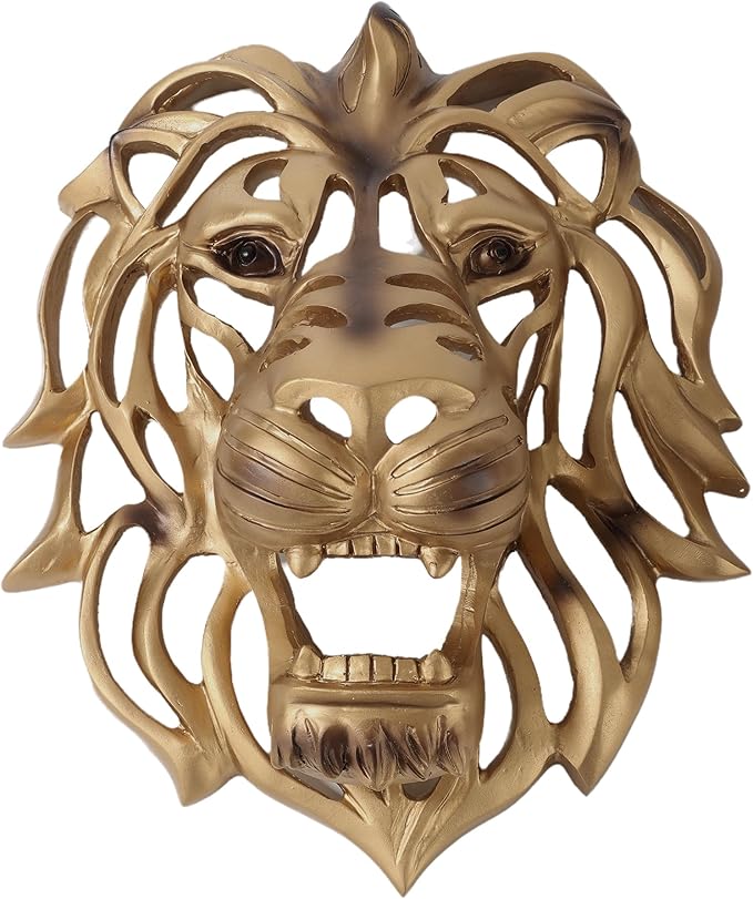 UITWMKTG Gold Animal Head Wall Decor Wall Sculpture Home Decor Statue for Living Room Office Bedroom Modern Decor for Men Women Lion