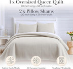 Southshore Fine Living, Inc. Full/Queen Quilt Bedding Set, Microfiber Quilts Queen Size, Coverlet, Stain & Pet Hair Resistant Bedding, Full Size Bedspread with 2 Pillow Shams, Natural Beige