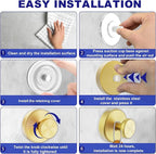 Suction Cup Hooks for Door Wreaths, Vacuum Suction Wreath Hanger for Front Door Window Glass, Bath Robe Looafh Shower Hooks for Inside Shower - 2 Pack, Gold1