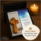 Holy Land Market Pocket Crosses - 50, 2.5 Inch Handmade Jerusalem Crucifix with Certificates & Lord Prayer Card - Holy Land Olive Wood Cross (50 Olive Wood Crosses from the Holy Land)