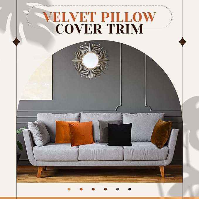 Pack of 6 Decorative Velvet Throw Pillow Covers Solid Square Soft Pillowcase Set Cushion Cases for Sofa Couch Bed Car Christmas Fall Home Decor 18 x 18 inch(Orange Color Scheme)