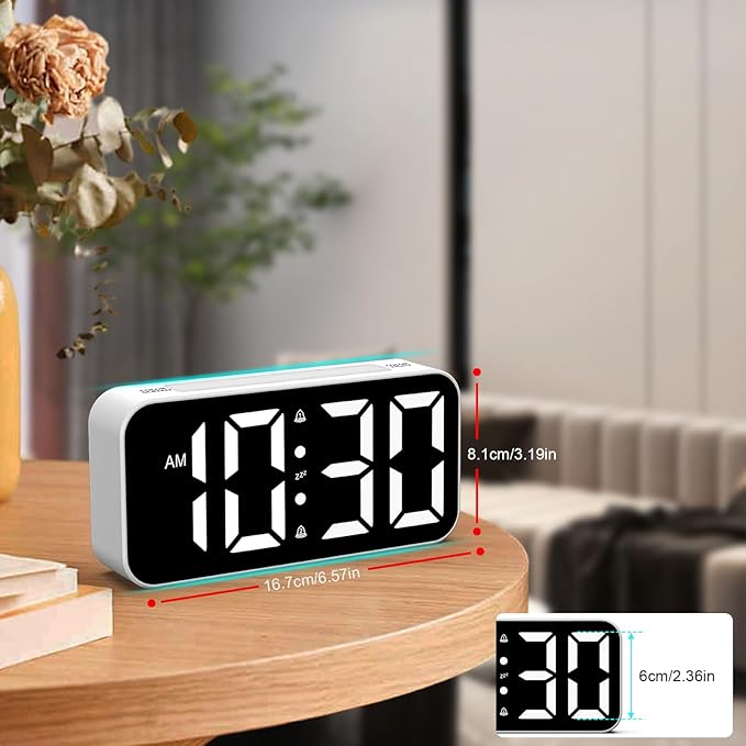 Loud Alarm Clocks for Bedrooms Heavy Sleepers, Digital Bedside Clock with Night Light, Large Display, Dual Alarm, Snooze, Dimmable for Kids Teens Boys Girls