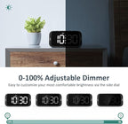 Digital Dual Alarm Clock for Bedroom, Easy to Set, 0-100% Dimmer, USB Charger, 5 Sounds Adjustable Volume, Weekday/Weekend Mode, Snooze, 12/24Hr, Battery Backup, Compact Clock for Bedside