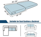 Waterproof Couch Cushion Covers, Replacement Sofa Cushion Covers, Stretch Individual Sofa Seat Cushion Slipcovers Furniture Protector for Kids Pets (2-Piece Loveseat Cushion Cover, Light Grey)