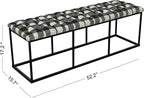 HomePop Upholstered Button Tufted Decorative Bench with Metal Base, Black and White Plaid
