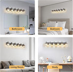 6-Light Black Bathroom Light Fixture Modern Vanity Lights Over Mirror Vintage Wall Sconce Lighting for Bathroom, Bedroom, Living Room, Hallway E26 Base with Crystal Bathroom Vanity Light