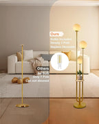 Lightdot Gold Globe Floor Lamp 3-Lights Dimmable Floor Lamps with Tray& Bulbs Included Unique Floor Lamp Candle Holder Style Modern Standing Lamps for Living Room/Bedroom//Sofa Beside/Corner Decor