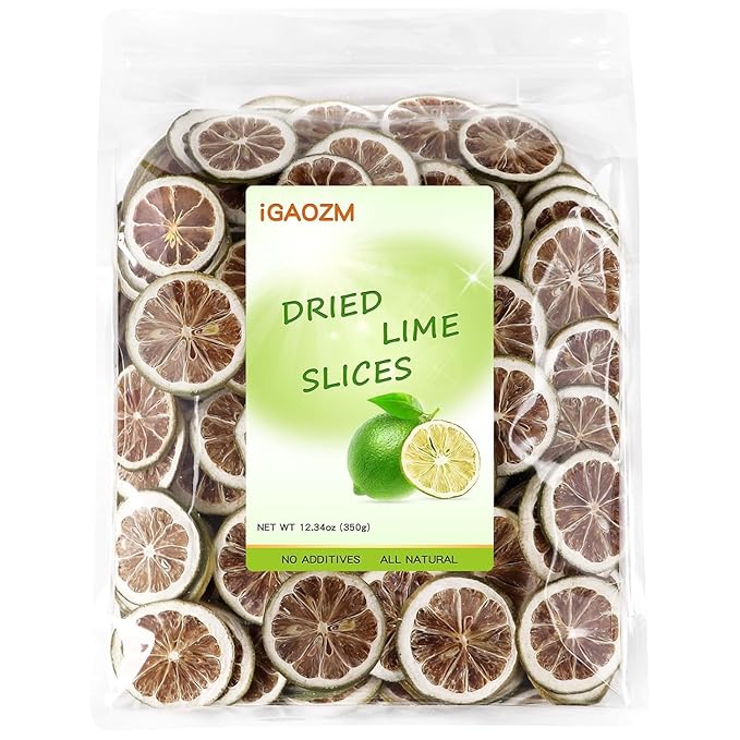 iGAOZM Dried Lime Slices,12.34OZ/350g,No Additives,Natural Dehydrated Lime Slices,Wheels Chips for Decoration, Cocktails, Water, Tea, Desserts, Garlands, Baking