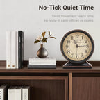 7-Inch Retro Mantel Desk Clocks，Silent Vintage Table Clock with All Metal Frame，Easy to Read Larege Retro Mantel Clocks for Living Room，Fireplace and Shelf Decoration.