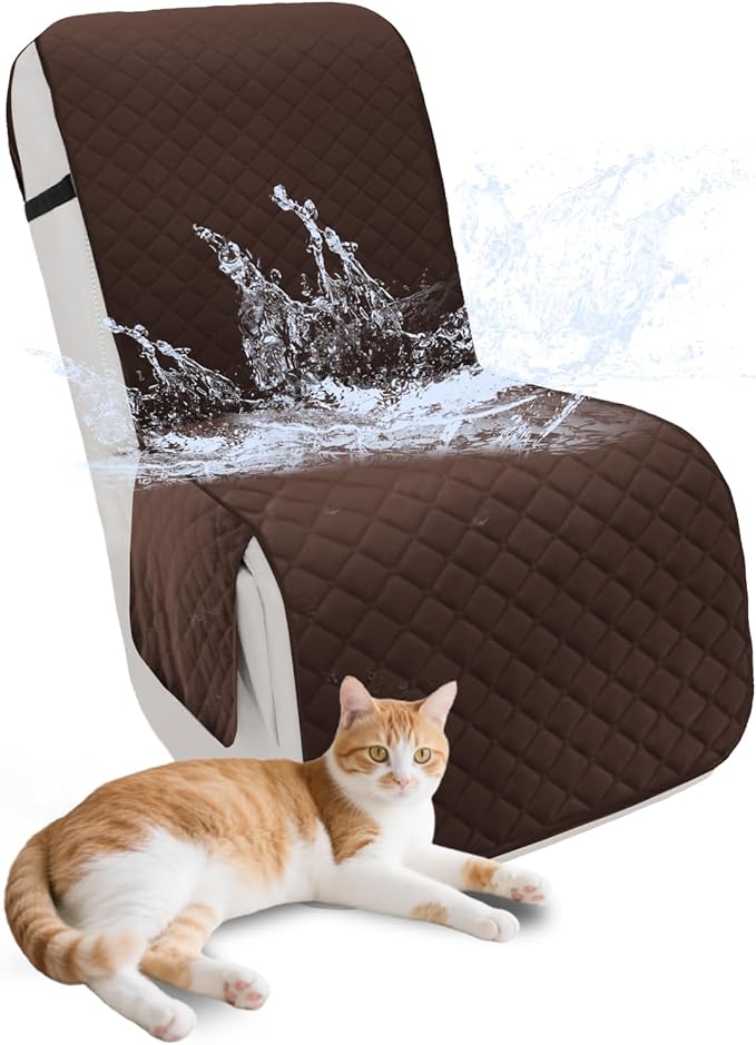 Reclining Sectional Couch Covers 100% Waterproof L Shape Recliner Couch Covers for Dogs Pets Washable Anti Slip 1 Additional Couch Cover for Reclining Couch (Additional Seat, Dark Brown)