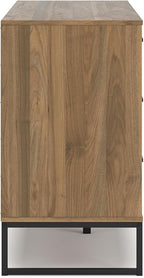 Signature Design by Ashley Deanlow Mid-Century Modern 6 Drawer Dresser with Safety Stop for Bedroom, Light Brown & Black