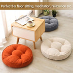 Floor Pillow Set of 2, Memory Foam Floor Cushions for Adults, Large Meditation Pillow for Sitting, 22 x 22 Inches (Round | Orange)