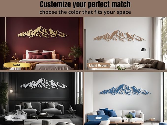 Vailla Mountain Wall Art Decor Wall Hanging Sculpture Modern Home Decoration Nature Wall Decor Large Wooden Art 3D Textured Sculptures for Living Room Bedroom Office Dinnig Room