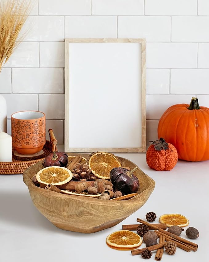 Fall Potpourri Bowl Filler with Mini Pumpkin, Cinnamon Stick, Dried Orange Slices, Pine Cone-Perfect for Farmhouse Harvest Christmas Thanksgiving Autumn Halloween Fall Potpourri