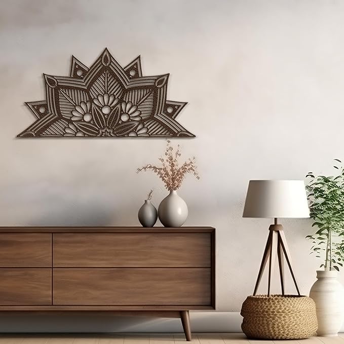 SIGNLEADER Metal Wall Art Decor Flower Minimalist Modern Abstract Wall Sculpture Hangings Home Decoration for Living Room, Bedroom, Bathroom, Kitchen, Outdoor - 24" Bronze