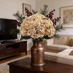 Kimura's Cabin 6pcs Cream Fake Hydrangea Flowers Artificiales Bouquets Faux Silk Hydrangea with Stems for Home Wedding Party Table Core Decoration (Beige)