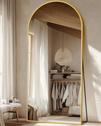 Suidia Arched Full Length Mirror, 71"x28" Floor Mirror Freestanding, Floor Standing Full Body Mirror with Stand for Bedroom, Hanging Leaning Mounted for Living Room Cloakroom, Gold