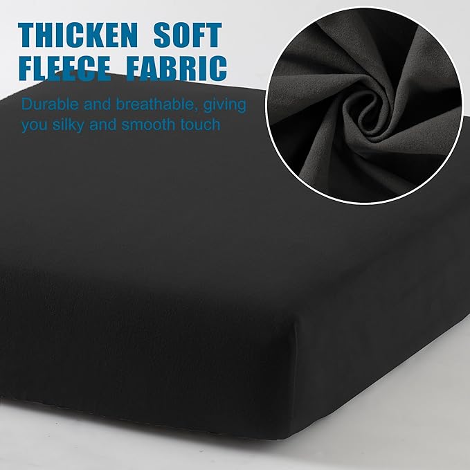 Waterproof Couch Cushion Covers, Stretch Sofa Seat Covers, Reversible Furniture Protector for Pets with Elastic Bottom, Washable(Loveseat Cushion, Black)
