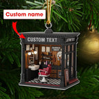 Personalized Barber Shop Christmas Ornament 2025, Custom Name Hair Salon Decor, 2D Flat Acrylic Xmas Tree Decoration, for Barber & Stylist