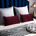Burgundy Throw Pillow Covers: 2 Pack 12x20 Inch Original Striped Velvet Rectangular Decorative Pillow Cases for Farmhouse Couch