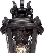 John Timberland Marseille Traditional Outdoor Wall Light Fixture Black Steel Scroll 19" Clear Hammered Glass Downbridge Arm for Exterior House Porch Patio Outside Deck Garage Front Door Home