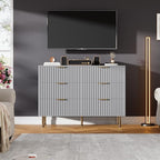 6 Drawer Dresser for Bedroom, Fluted 47.2 in Wide Modern Chest of Drawers with Deep Drawers, Long Large Double Dresser TV Stand, Wooden Dresser Organizer for Living Room, Hallway, Kids Room, Grey