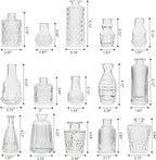 Glass Bud Vase Set of 32 Pcs, Small Glass Vases for Flowers, Clear Bud Vases in Bulk, Vintage Vases for Wedding Centerpieces, Wedding Decorations, Home Table Flower Decor
