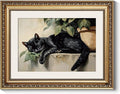 ARPEOTCY Vintage Gold Framed Wall Art Decor, 11x14 Inch Sleeping Black Cat Wall Art for Living Room Bedroom, Retro Vintage Animal Picture for Ktichen Bathroom Decor Aesthetic
