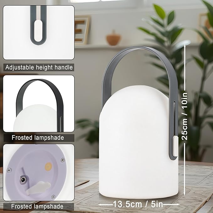 TRIROCKS Portable Cordless Lantern Outdoor Table Lamp Rechargeable Lantern4000mAh LED Battery Operated Table Lamps Easy 3-Step Touch Dimmable Outdoor Night Lamp Lantern with Remote Control