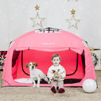 Indoor Instant Privacy Bed Tent for Sleeping,Quick Set-up Bed Canopies,Portable Bed Drapes with Large Space and 3 Doors (Pink, Full)